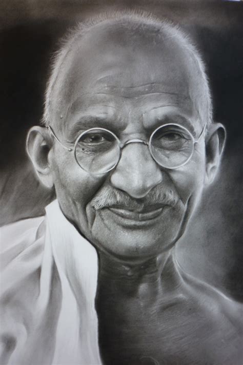 Retrato de Gandhi en carboncillo 50x70 | Portrait drawing, Realistic ...