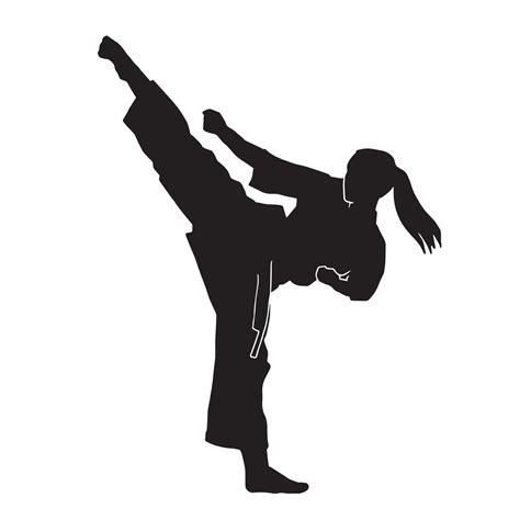 Young woman karate kata martial arts athlete vector silhouette on white background 13081681 ...