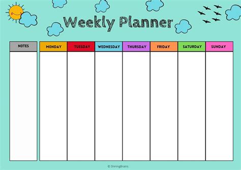 Weekly planner for kids - Timetable for kids | FREE Printable - Shining ...