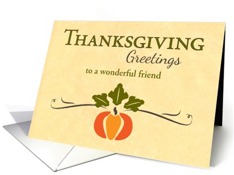 Personalized Friend Thanksgiving Pumpkin and Vine Graphic card