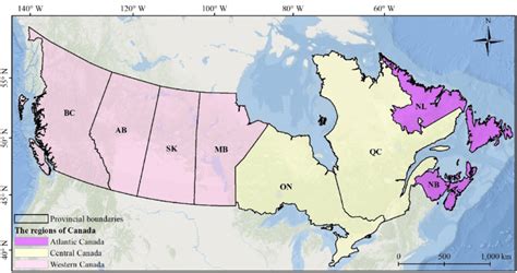 The study area, which covers all the ten provinces of Canada ...