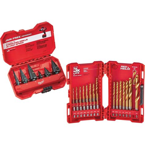 Milwaukee Tool Drill Bit Set: Step Drill Bits, 18 Pc, To Drill Bit Size ...