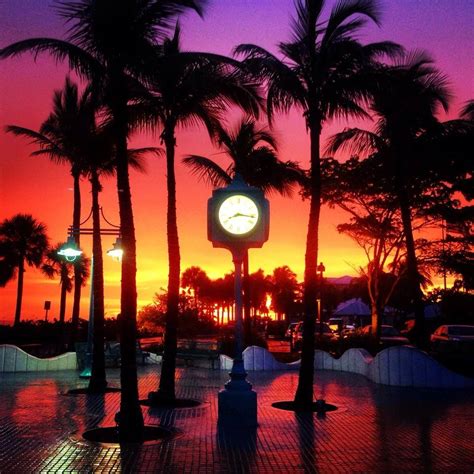 Sunset (August 4, 2014), Time Square, Fort Myers Beach, Lee County, Florida (photo by Maree ...