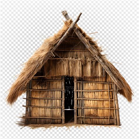 Traditional thatched hut house isolated on transparent background ...