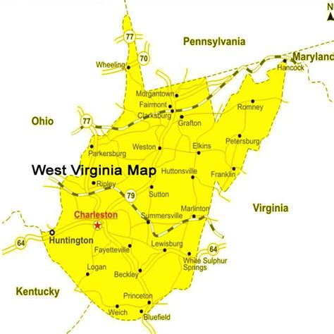 West Virginia map | Map of West Virginia | West VA map | Mapa West Virginia