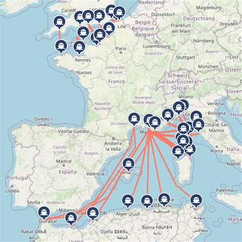 Ferry routes to, from and within France