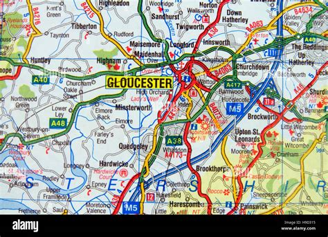 Road Map of Gloucester, England Stock Photo - Alamy