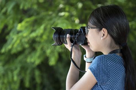 Girl Photographer with Digital Camera Stock Photo - Image of child, lifestyle: 157066100