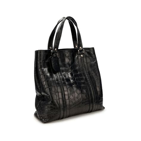 Gucci Black Crocodile Tote Bag Silver Hardware Available For Immediate ...