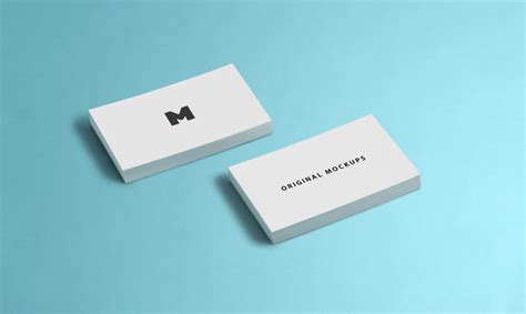 Free Business Card Mockups with Blue Background - CreativeBooster