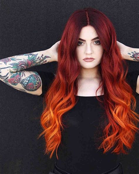 ️🔥 ️ | Fire red hair, Red ombre hair, Orange ombre hair