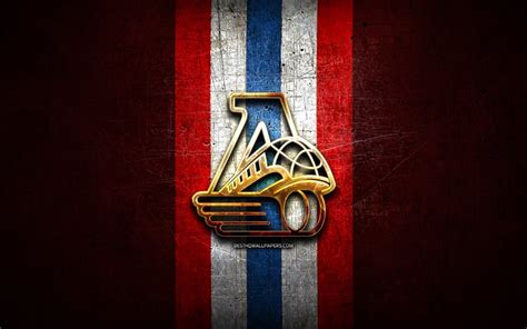 Download wallpapers Lokomotiv Yaroslavl, golden logo, KHL, red metal background, russian hockey ...