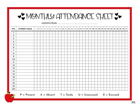 Attendance Sheet For Kids