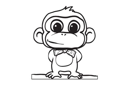 Baby Monkey Coloring Page Easy For Kids Printable - smart-kiddy.blogspot.com