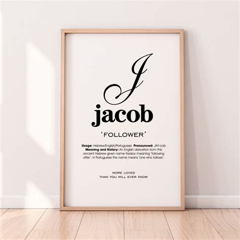 Jacob Name Meaning Printable Name Art Modern Nursery Decor | Etsy