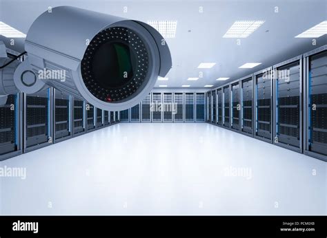 3d rendering surveillance camera in server room Stock Photo - Alamy