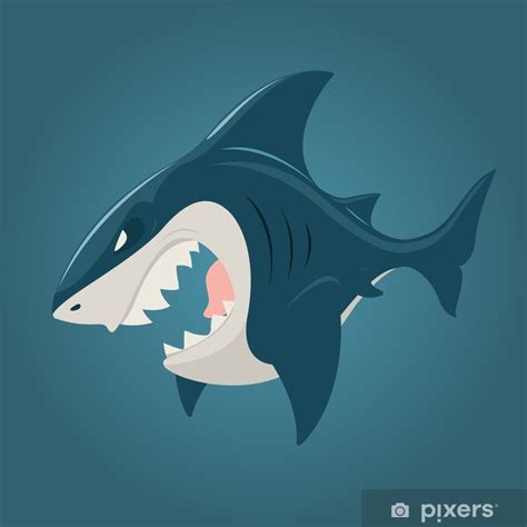 Poster Cartoon shark side view - PIXERS.UK