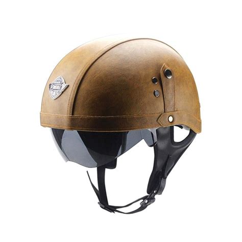 Retro Leather Half Helmet - Retractable Visor – Gear Rider