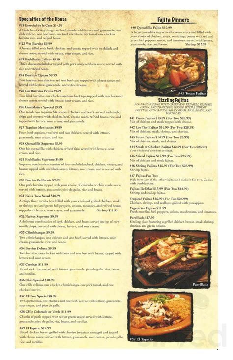 los tios mexican restaurant menu - Jonnie Noland