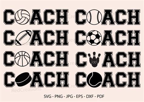 Black Word Coach Svg Bundle, Sport Graphic by RedCreations · Creative Fabrica