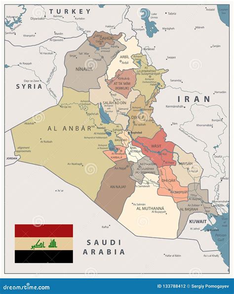 Iraq Map Vintage Color Map stock vector. Illustration of persian ...