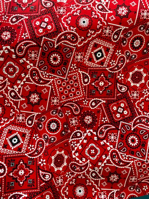 100% Cotton Red Bandana Paisley Design Print on Great Quality of Cotton Soft Fabric 54/55 Sold ...