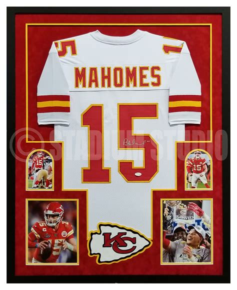 Patrick Mahomes Autographed Framed Chiefs White Jersey - The Stadium Studio