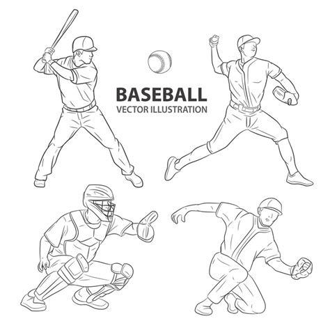 Baseball Line Drawing Vector Art, Icons, and Graphics for Free Download