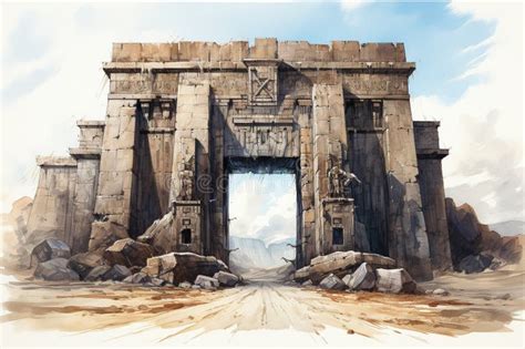 Digital Painting of the Entrance To the Ancient City of Persepolis ...