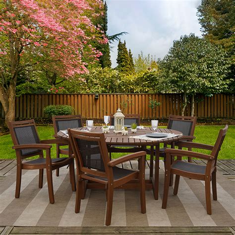 Get Grande 7-piece Eucalyptus Wood Outdoor Patio Furniture Dining Set ...