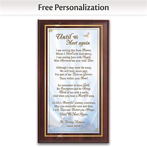 Until We Meet Again Personalized Poem Plaque With Name | Remembrance poems, Personalized wall ...