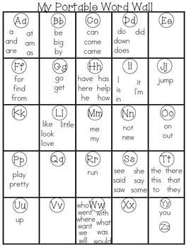 Portable Word Wall (Kindergarten/First Grade) | Portable word walls ...