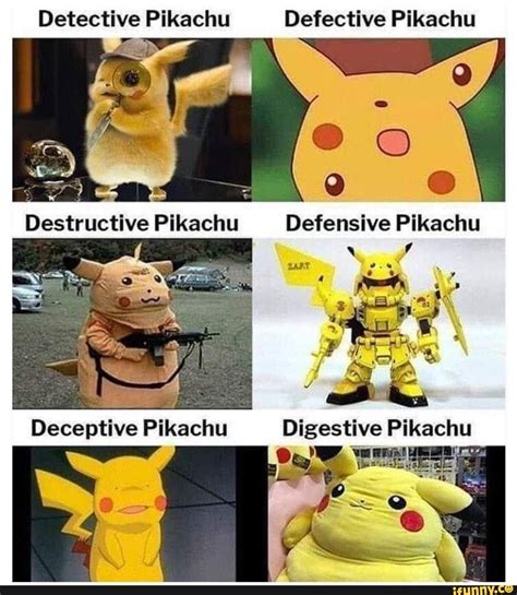 Detective Pikachu Defective Pikachu - ) | Pikachu memes, Pokemon memes, Anime memes funny