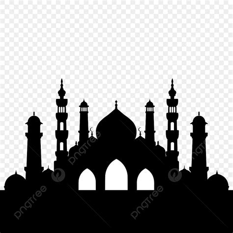 Siluet Masjid Islamic, Masjid Clipart, Allah, Bayangan Hitam PNG Transparan Clipart dan File PSD ...