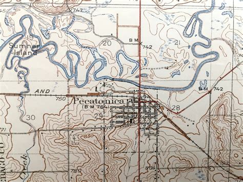 Antique Pecatonica Illinois 1936 US Geological Survey - Etsy España