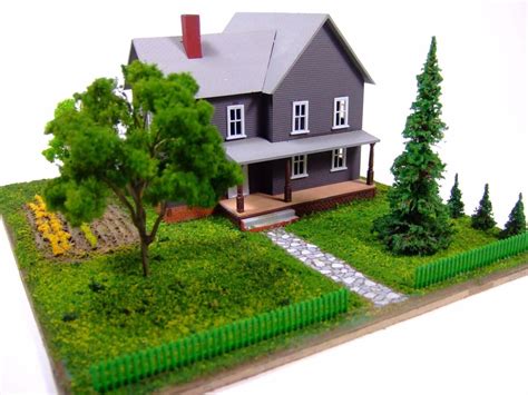 HO Scale Farm House Diorama w NicePleasant Setting including a Sheep ...