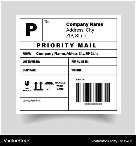Shipping barcode label sticker template Royalty Free Vector