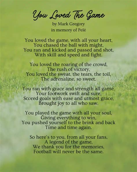 You Loved The Game – Funeral Poem About Football – Mark Your Occasion