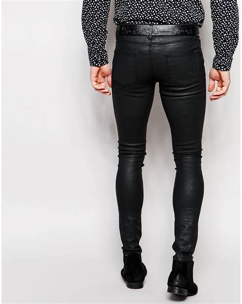 Lyst - ASOS Extreme Super Skinny Jeans In Heavy Coated Black in Black ...