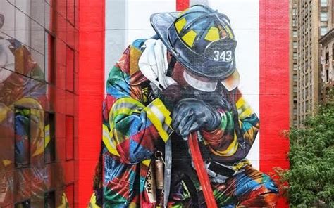 A giant mural of a firefighter was unveiled in midtown on 9/11 | Mural, Street artists, Firefighter