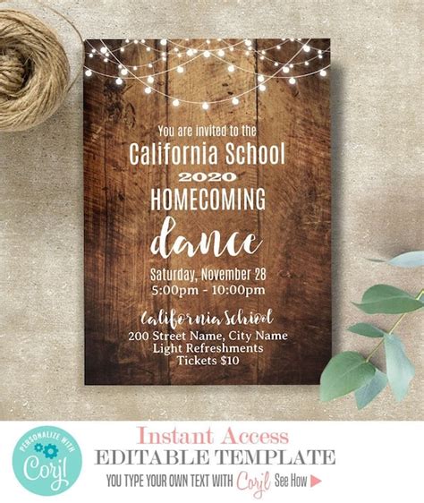 Homecoming Dance Invitation Prom Dance Invite Instant - Etsy