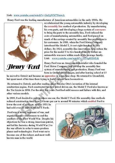 Henry Ford Biography - ESL worksheet by richardtucker