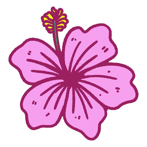 Hand drawn hibiscus flower cartoon illustration isolated on white ...