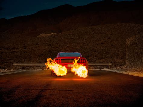 Mustang Sports Car Shooting Flames Metallic Photography Print Flame Thrower Ford - Etsy