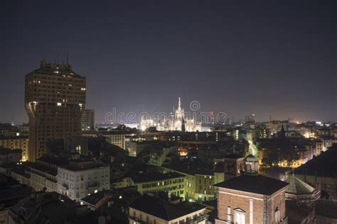 Milan, 2015 Panoramic Skyline by Night Stock Image - Image of landmark, europe: 62959091