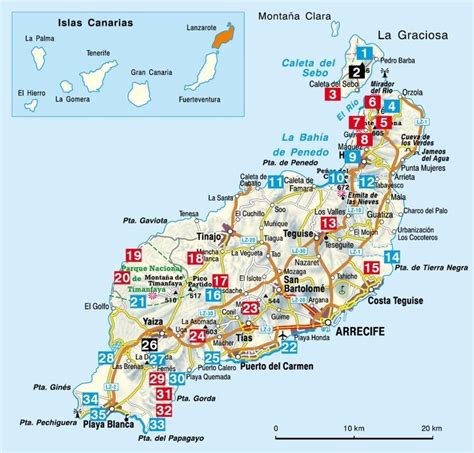 informatie wandelen en fietsen Lanzarote, de mooiste fiets- en wandelroutes, PR-routes, GR ...