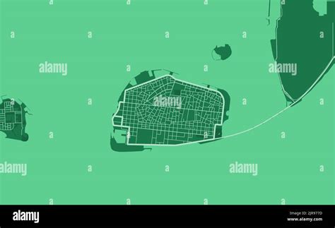 Green Male city area vector background map, roads and water illustration. Widescreen proportion ...