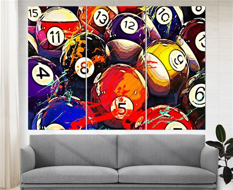 Billiards Wall Art Billiards Balls Canvas Print Game Room | Etsy