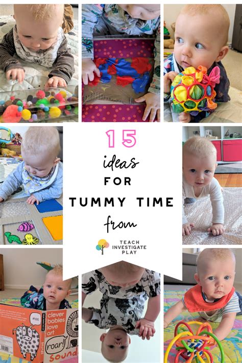 15 ideas for tummy time – Teach Investigate Play Newborn Activities, Tummy Time Activities, Baby ...