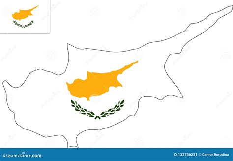 Vector Map of Cyprus with Flag. Isolated, White Background Stock ...